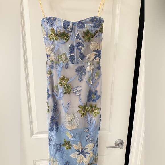 NWOT Bronx and Banco Dahlia Sequin Floral Column Gown IN Baby Blue - Picture 13 of 16